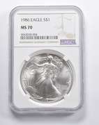 MS70 1986 American Silver Eagle NGC