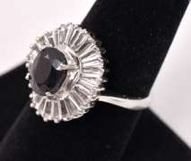 sterling Silver Ring With Black Gemstone And CZ