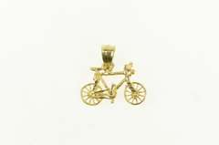 14K Yellow Gold 3D Diamond Cut Bicycle Bike Travel Charm/Pendant