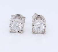 Sparkling White Gold Diamond Illusion Set Stud Earrings