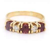 Pleasing Yellow Gold Retro approximate 1ctw Ruby and Diamond Band