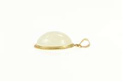 14K Yellow Gold Oval Jade Cabochon Classic Statement Pendant