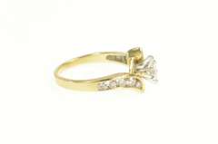 14K Yellow Gold 0.87 Ctw Marquise Diamond Bypass Engagement Ring