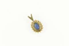 14K Yellow Gold 1.25 Ctw Natural Sapphire Diamond Halo Pendant