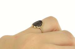 10K Yellow Gold Victorian Carved Carnelian Intaglio Statement Ring
