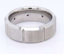 Triton 8mm Tungsten Carbide Bevel Edge Satin Finish Comfort Fit Diamond Band
