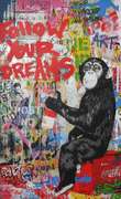 Extremely collectable original Brainwash hand signed by the artist on metal Mr. Brainwash Follow your dream