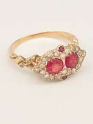 Antique 14kt Solid Yellow Gold, Ruby, and Diamond Ring