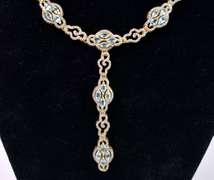 Breathtaing 6.00CTW Sky Blue Topaz & 4.00CTW Diamond Lariat Necklace in Gold Plated Sterling Silver