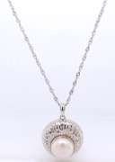 Vintage 925 Sterling Silver Pearl Pendant on Chain