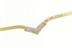10K Yellow Gold 1.50Ctw Diamond Chevron Cluster Flat Chain Necklace