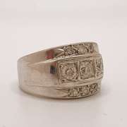 Men's 14kt Solid White Gold & Diamond Band