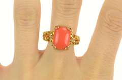 Gold Plated Sim. Coral Squared Badavici Retro Statement Ring