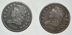 1828 12 &13 Stars Half Cents