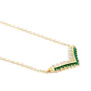 Plated 18KT Yellow Gold 0.59cts Green Agate and Diamond Necklace