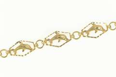 14K Yellow Gold Diamond Cut Dolphin Link Classic Chain Bracelet