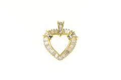 10K Yellow Gold 2.00 Ctw Baguette Diamond Heart Love Pendant