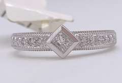 14kt Solid White Gold & Diamond Band Ring