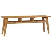 Solid Teak Wood TV Cabinet with 2-Tier Storage