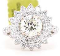New 3.48ctw Round Diamond Double Frame Engagement Ring in 14K