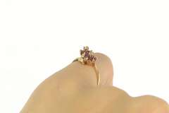 10K Yellow Gold Diamond Ruby Flower Cluster Bypass Ring