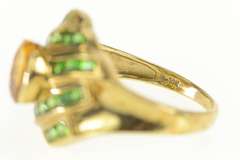 10K Yellow Gold Citrine Chrome Diopside Wavy Statement Ring