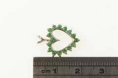 14K White Gold Emerald Classic Heart Love Symbol Pendant