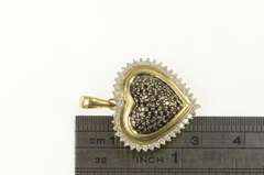 10K Yellow Gold 0.50 Ctw Pave Black & White Diamond Heart Pendant