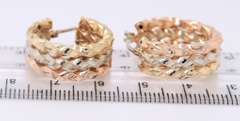 Handsome Tri Color Gold Twisted Hoop Earrings