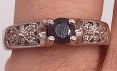 14kt Solid White Gold, Blue Sapphire, and Diamond Ring