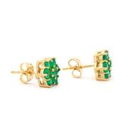 Plated 18KT Yellow Gold 1.35cts Green Agate Earrings