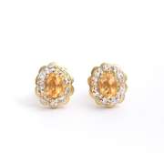 Plated 18KT Yellow Gold 0.96cts Citrine and Diamond Earrings
