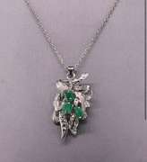 18K WHITE GOLD DIAMOND AND EMERALD SET