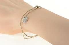 Sterling Silver Tiffany & Co Love Heart Key Layered Chain Bracelet