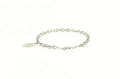 14K White Gold Cable Link Heart Charm Love Symbol Chain Bracelet