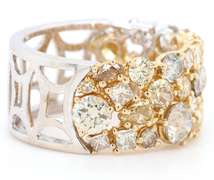 3.96ctw Mixed Fancy Color Diamond Two Tone Band Ring in 18K