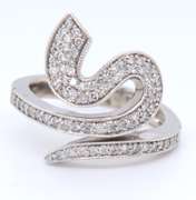Elegant White Gold Swirl Diamond Wrap around Ring