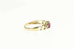 10K Yellow Gold Oval Natural Ruby Diamond Accent Heart Ring