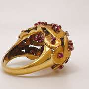 Stunning 18kt Solid Yellow Gold, Ruby, & Diamond Cocktail Ring