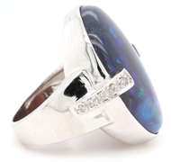8.75ct Oval Opal and 0.25ctw Diamond Ring in 14K