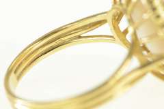 18K Yellow Gold Mabe Pearl Ornate Banded Statement Cocktail Ring