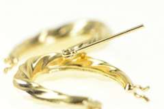 14K Yellow Gold Oval Satin Finish Twist Statement Hoop Earrings