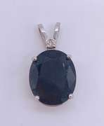14kt Gold, Blue Sapphire, & Diamond Pendant