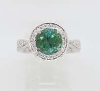 Rare Indicolite Tourmaline & Diamond Ring in 18k White Gold
