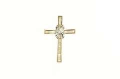 10K Yellow Gold 0.49 Ctw Diamond Encrusted Cross Christian Pendant