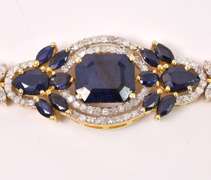 Sensational 31.98CTW Sapphire & 3.00CTW Diamond Bracelet in Gold Plated Sterling Silver