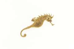 14K Yellow Gold Sea Horse Ocean Animal Ruby Eyed Vintage Pin/Brooch