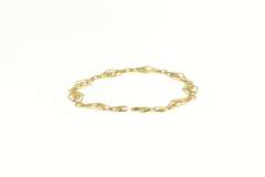 14K Yellow Gold Diamond Cut Dolphin Link Classic Chain Bracelet