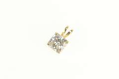 14K Yellow Gold Square Princess Cut Solitaire Cubic Zirconia Pendant