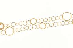 18K Yellow Gold Designer Textured Round Layered Chain Necklace